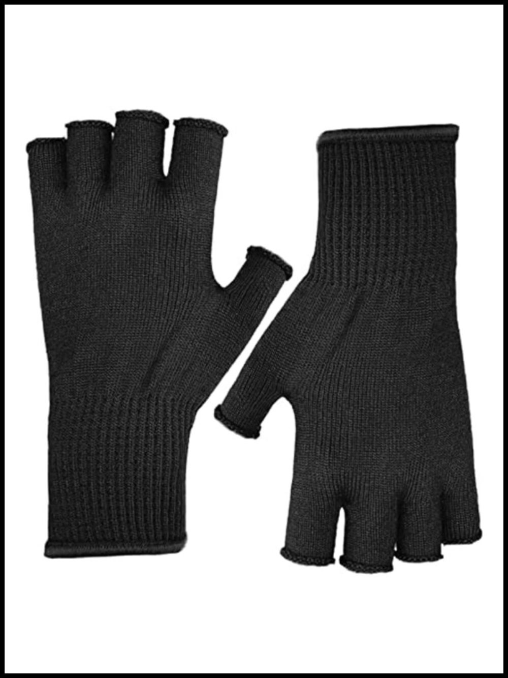 Merino Wool Fingerless String Knit Liner Touchscreen Gloves
